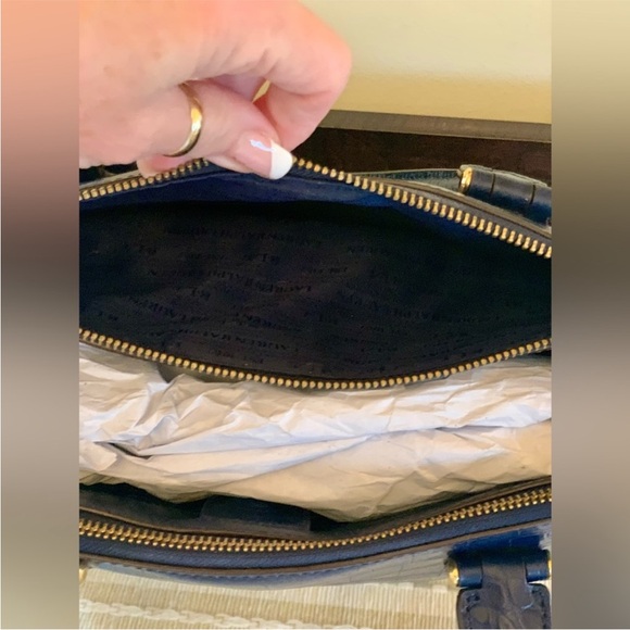 💙 Beautiful‼️ Ralph Lauren navy leather croc
embossed double zip two-way satchel - Picture 10 of 14